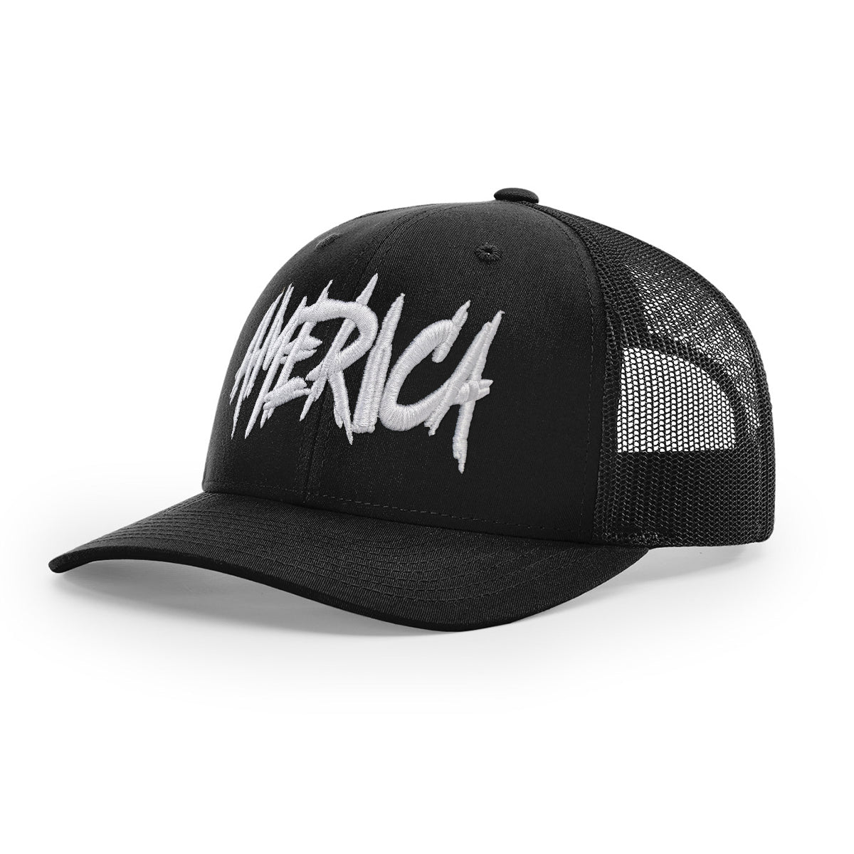 AMERICA Embroidered Black Trucker Hat