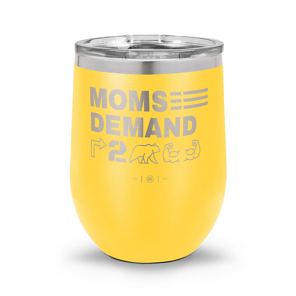 Moms Demand Right To Bear Arms | Laser Etched 12oz Stemless Wine Cup