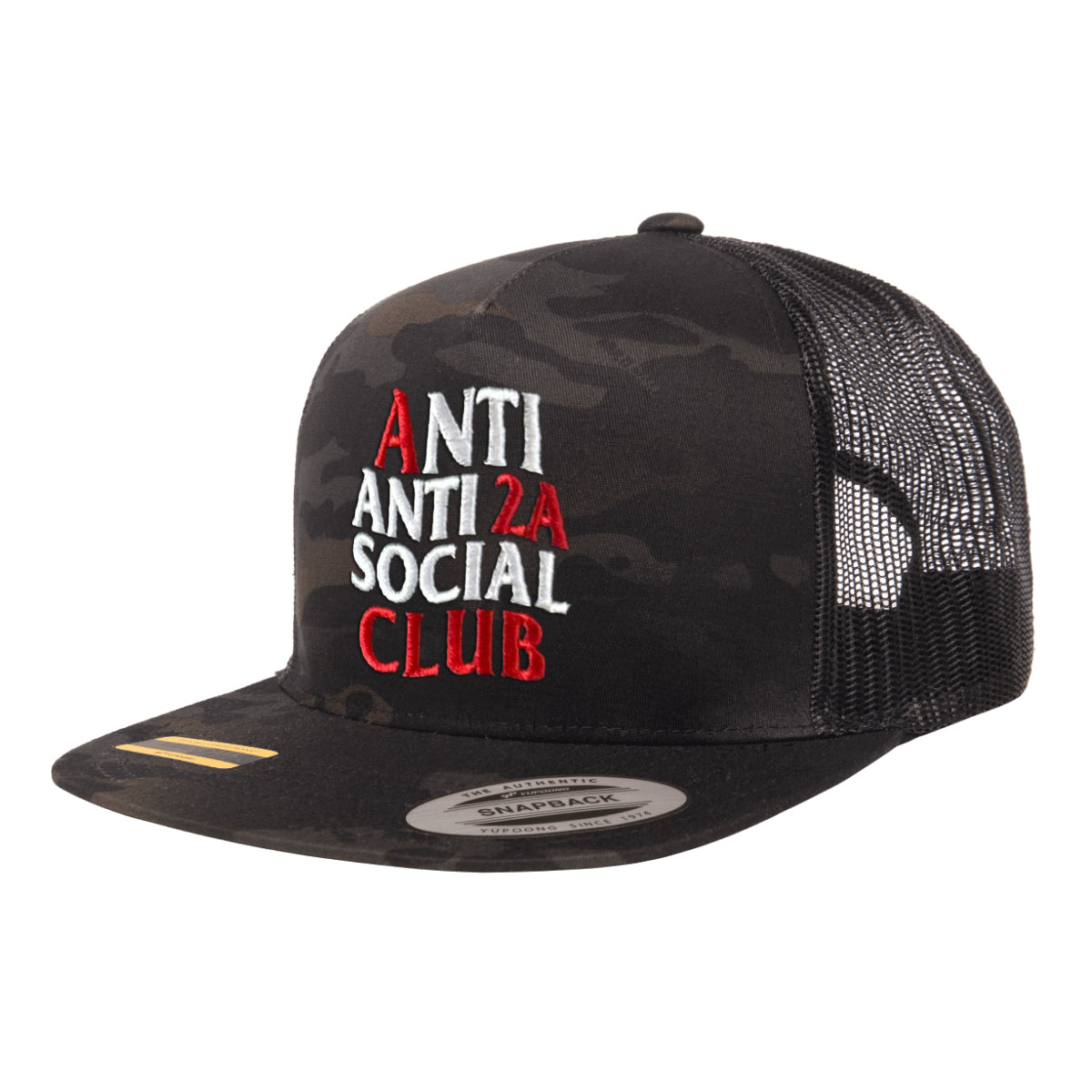 Anti Anti-2A Social Club Black Multicam Trucker Hat Snapback
