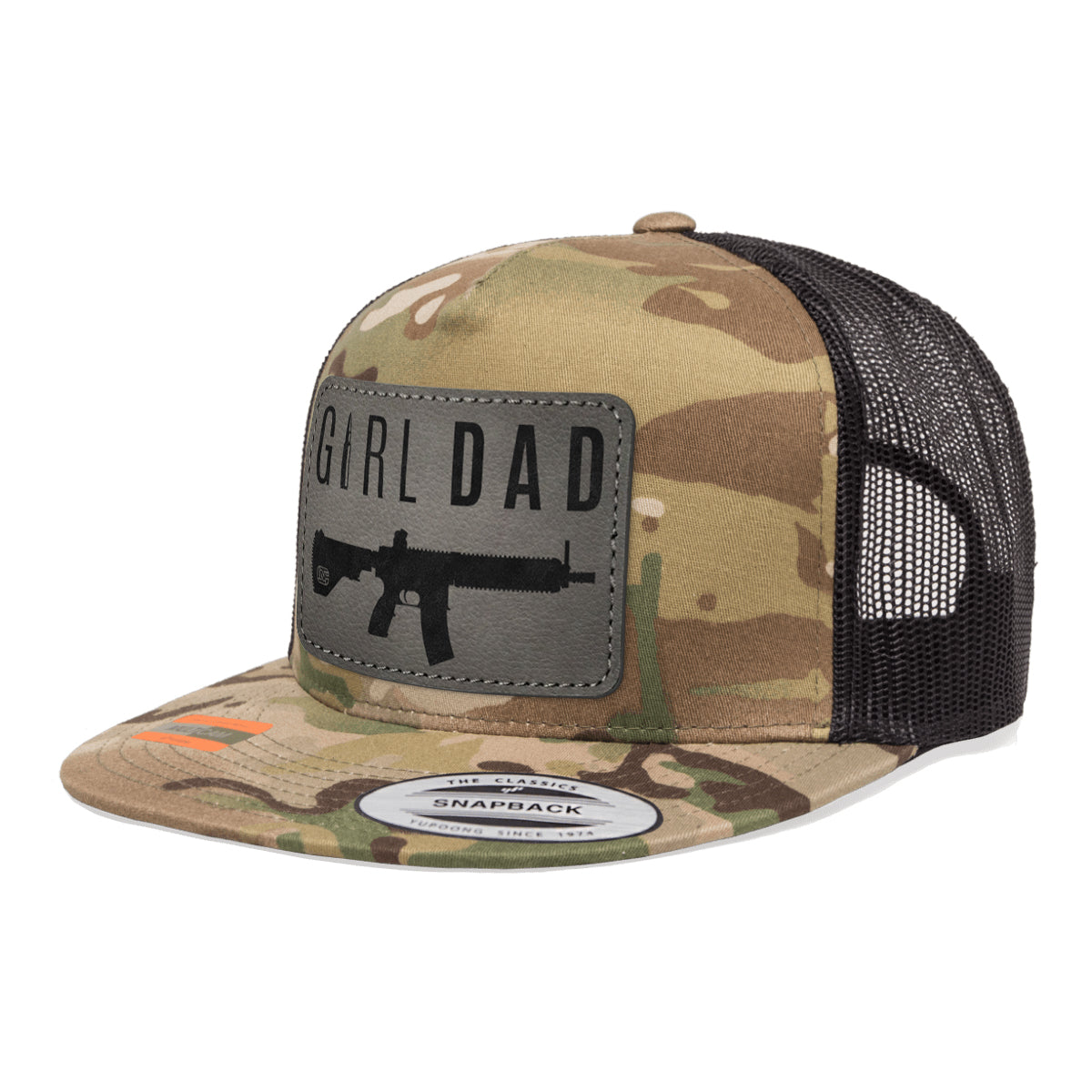 Gun-Owning Girl Dad V1 Leather Patch Arid Trucker Hat Snapback