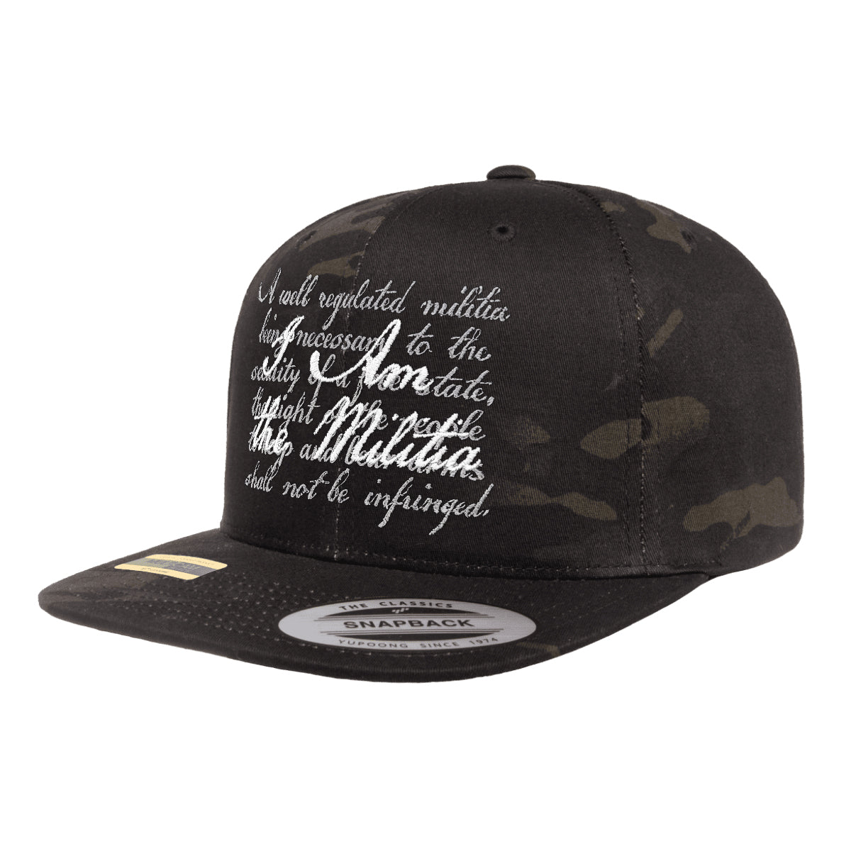I Am The Militia Embroidered Black MultiCam Snapback