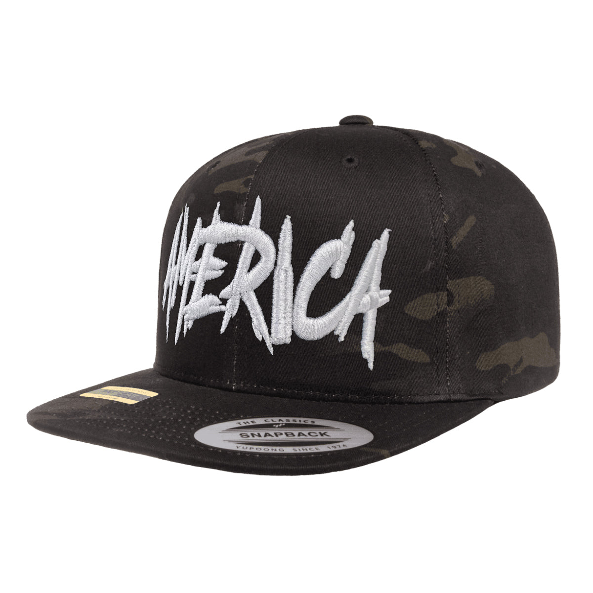 AMERICA Embroidered Black MultiCam Snapback