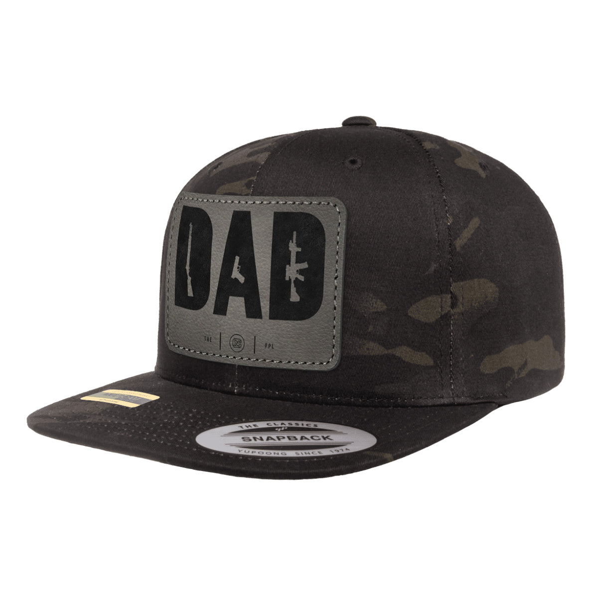 Dad Leather Patch Black MultiCam Snapback
