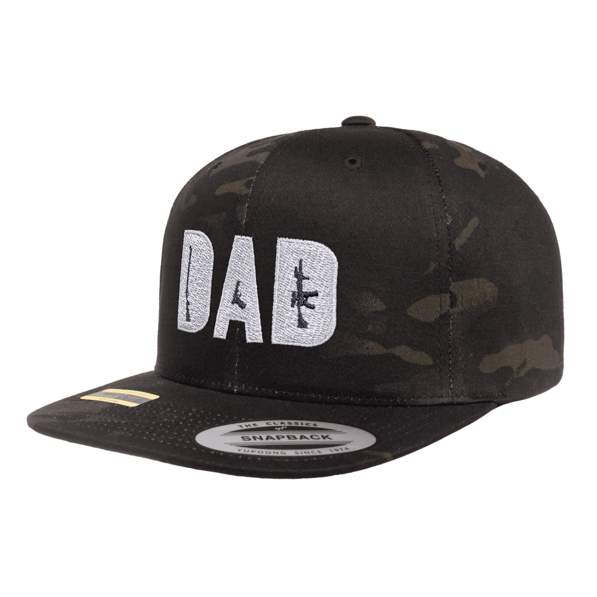 Dad Embroidered Black MultiCam Snapback