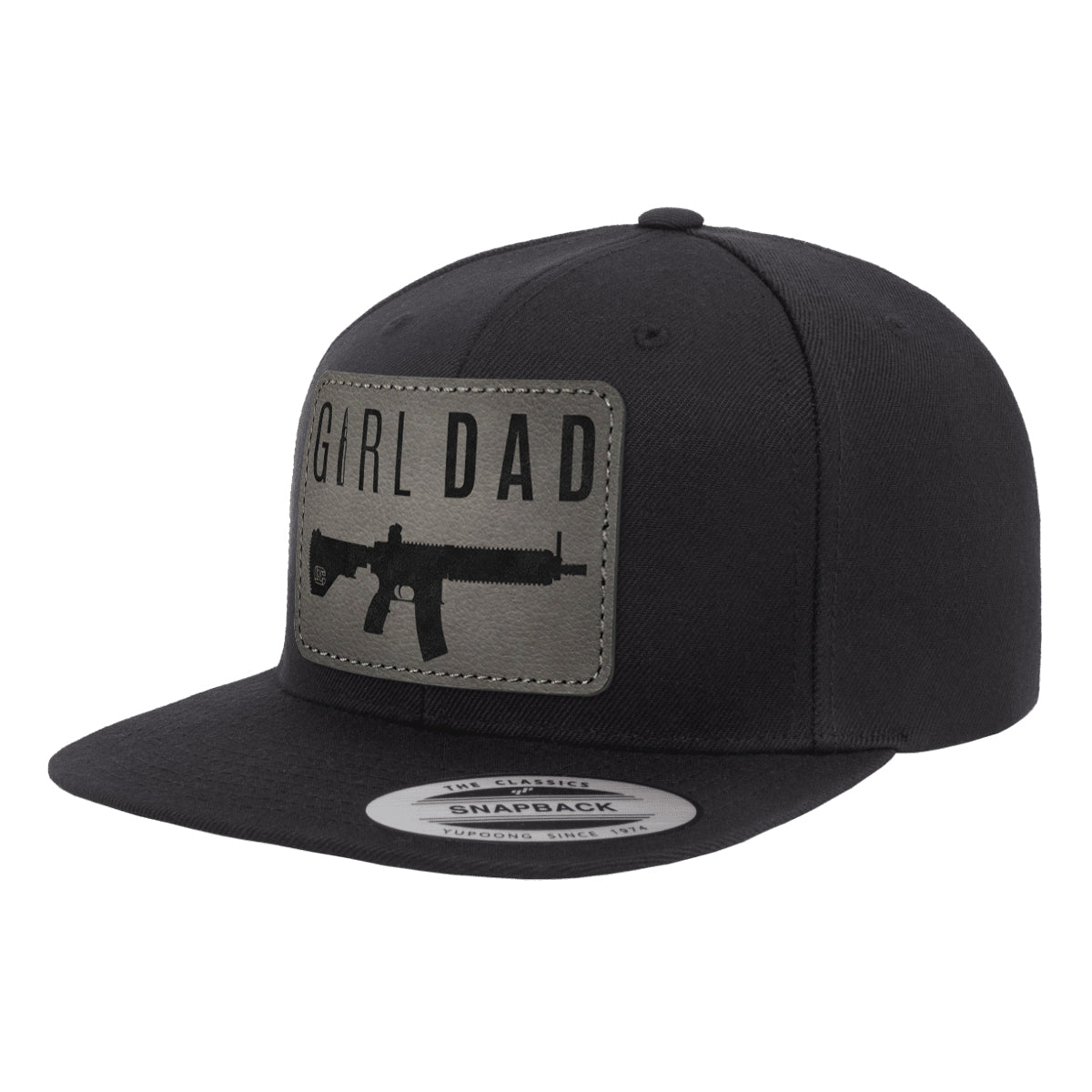 Gun-Owning Girl Dad V1 Leather Patch Black Hat Snapback