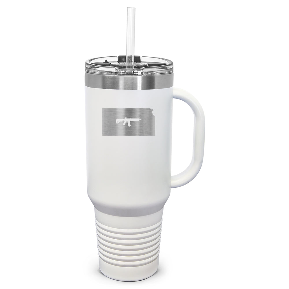 Keep Kansas Tactical Laser Etched 40oz Tumbler, Vacuum Insulated, With Handle & Straw
