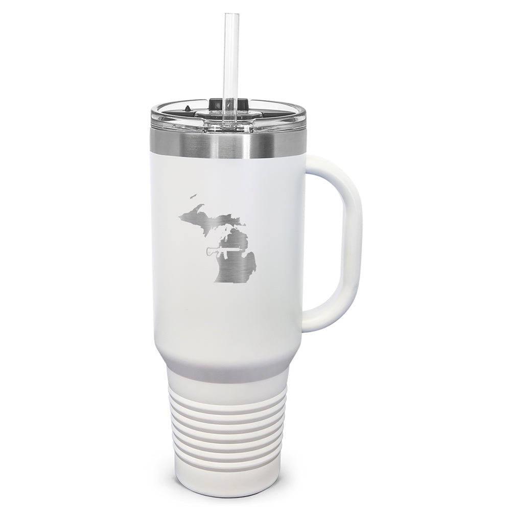 Keep Michigan Tactical Laser Etched 40oz Tumbler, Vacuum Insulated, With Handle & Straw