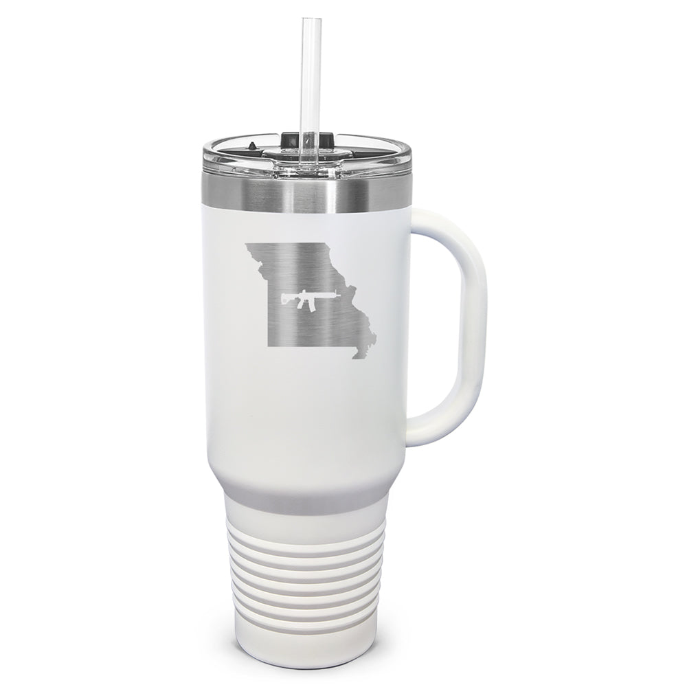 Keep Missouri Tactical Laser Etched 40oz Tumbler, Vacuum Insulated, With Handle & Straw