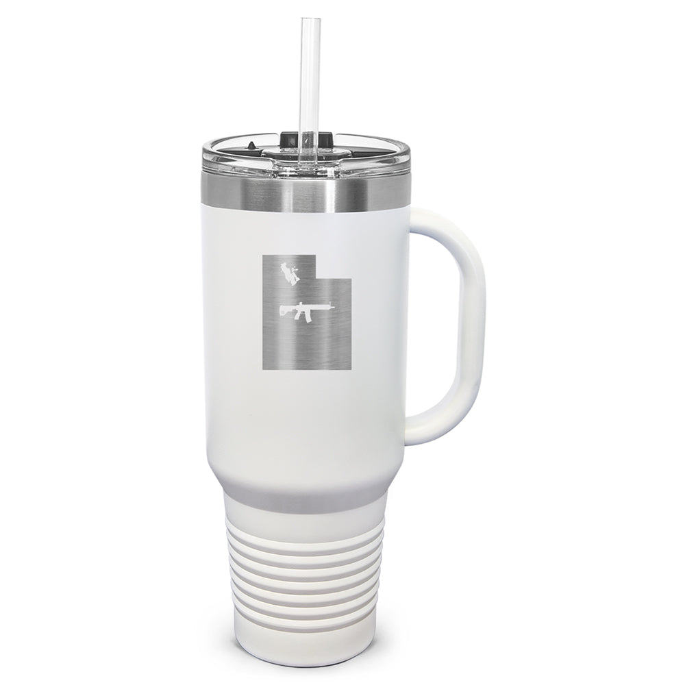 Keep Utah Tactical Laser Etched 40oz Tumbler, Vacuum Insulated, With Handle & Straw