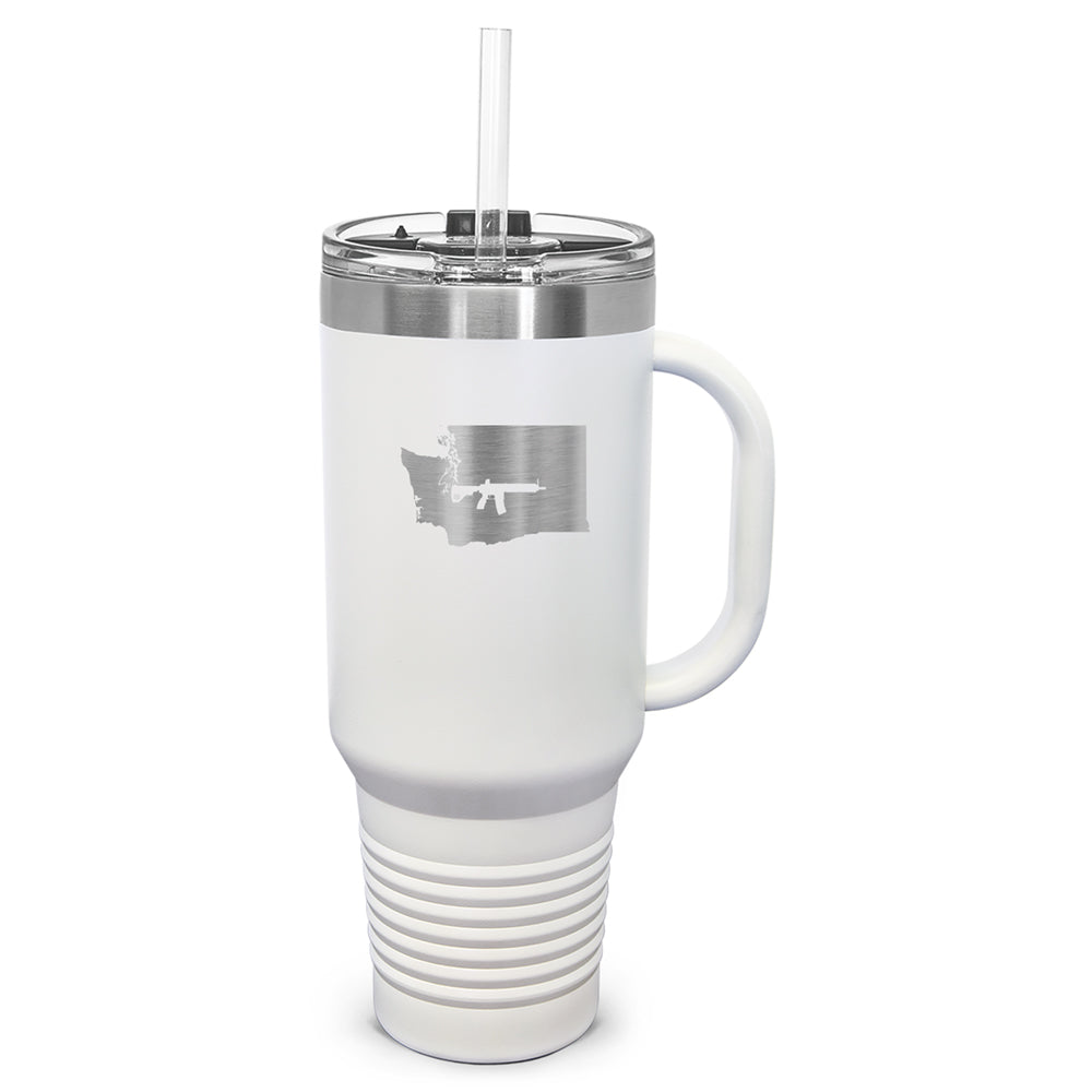 Keep Washington Tactical Laser Etched 40oz Tumbler, Vacuum Insulated, With Handle & Straw