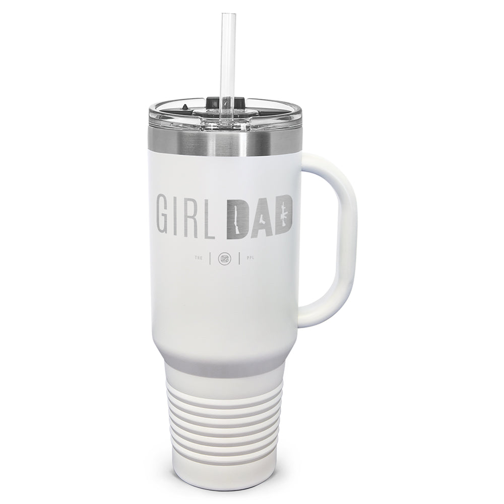 Gun-Owning Girl Dad Laser Etched 40oz Tumbler, Vacuum Insulated, With Handle & Straw