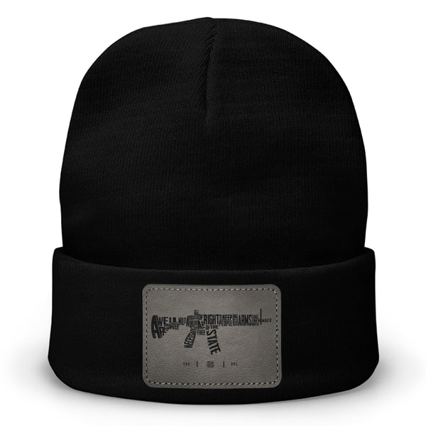AR-15's Are Protected By The 2A Leather Patch Beanie
