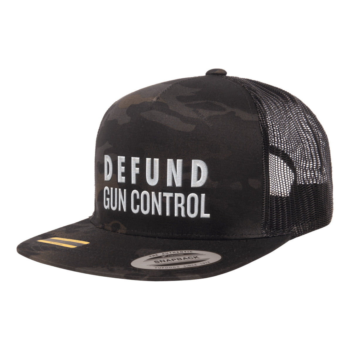 Defund Gun Control Trucker Hat Tactical Black MultiCam Snapback