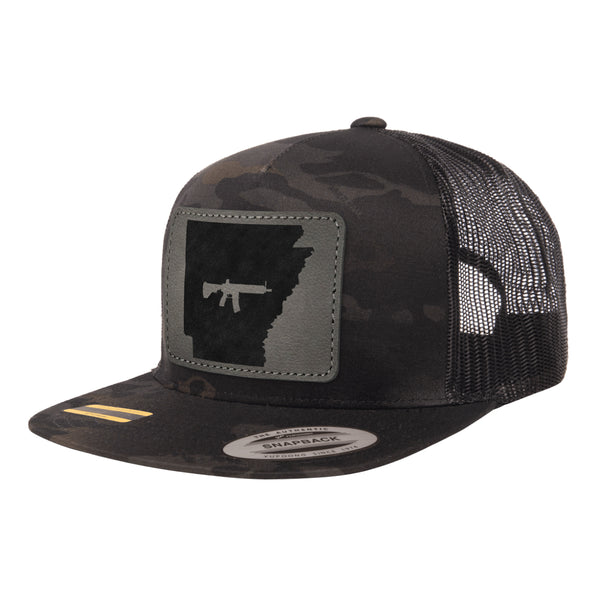 Trucker Keep PewPewLife Tactical – Multicam Hat Black Arkansas Snapba Leather Patch