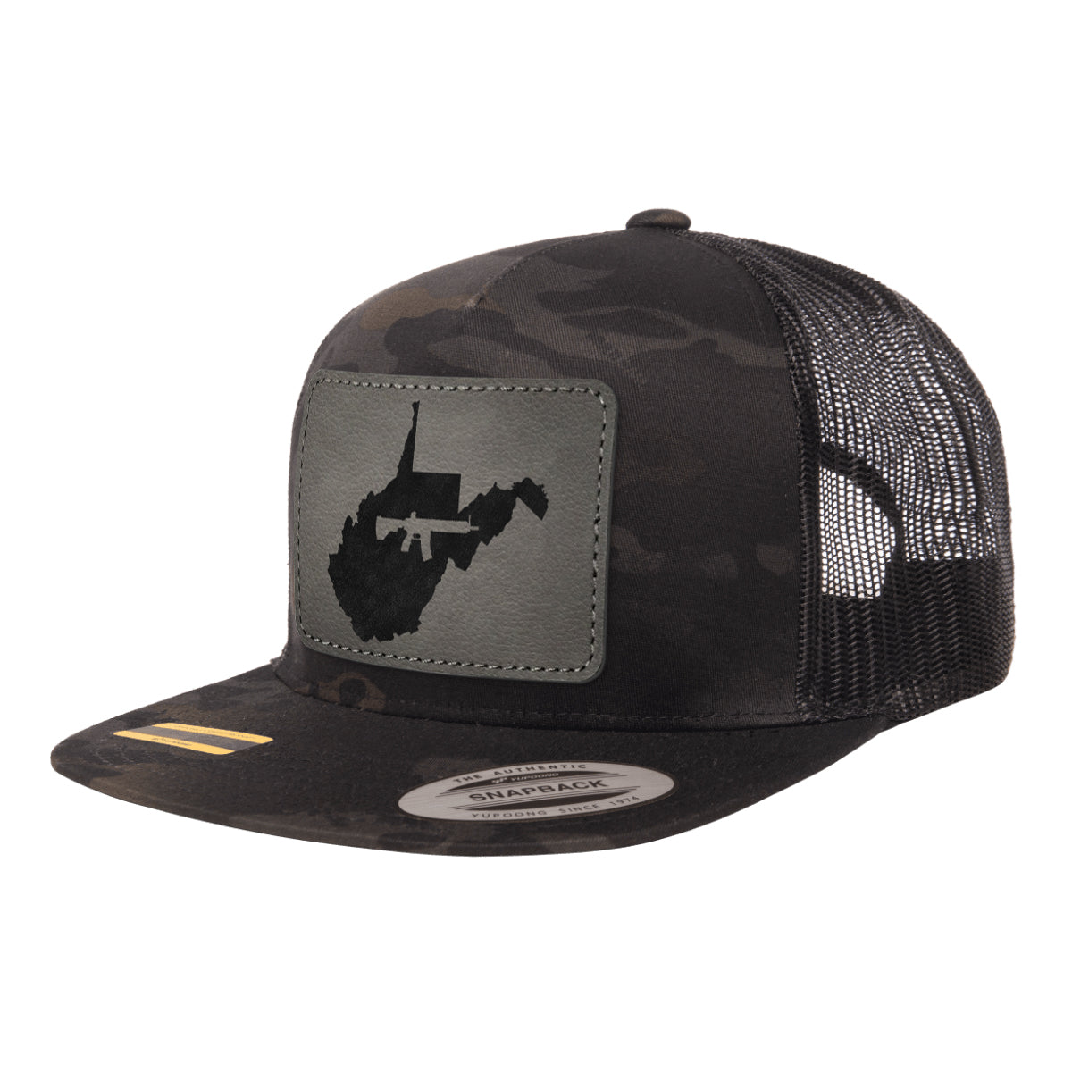 Keep West Virginia Tactical Leather Patch Black Multicam Trucker Hat Snapback
