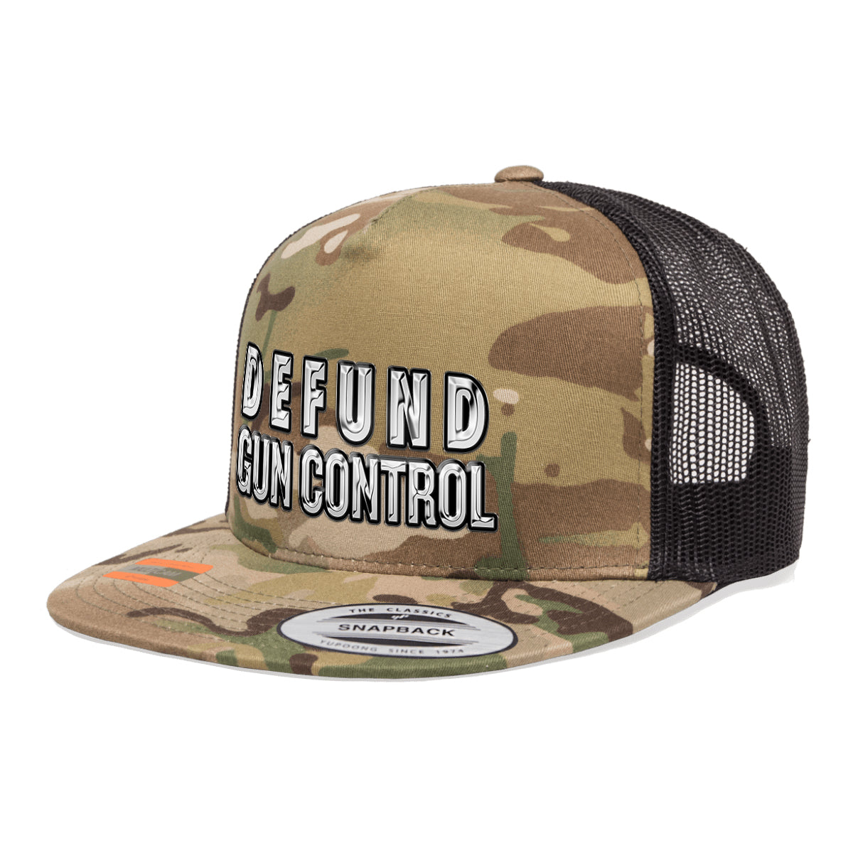 Defund Gun Control 3D Chrome Arid Trucker Hat Snapback