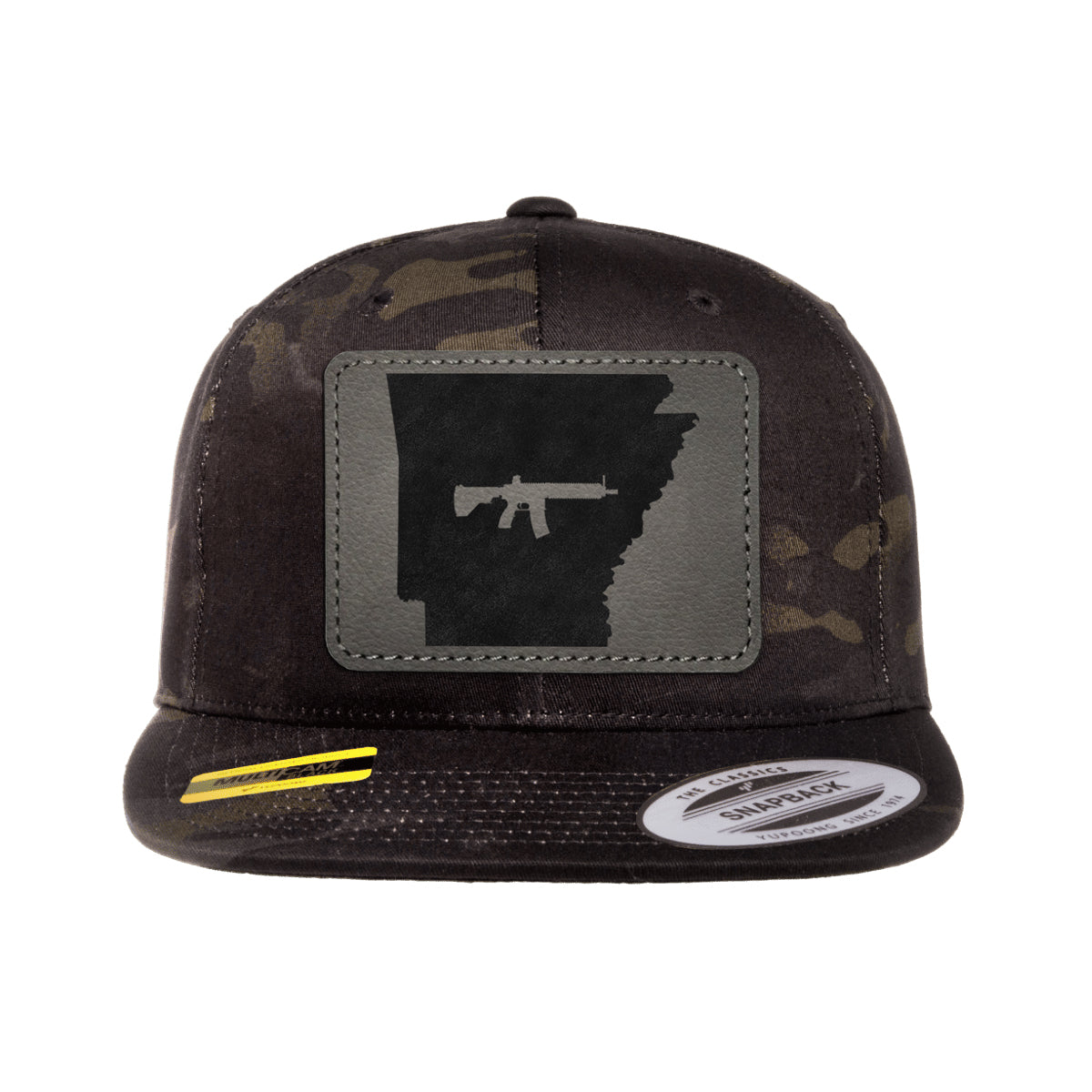 Keep Arkansas Tactical Leather Patch Black Multicam Snapback