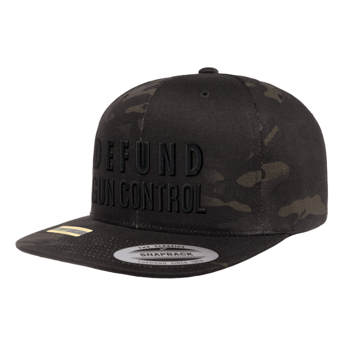 Defund Gun Control SnapBack Tactical Black MultiCam