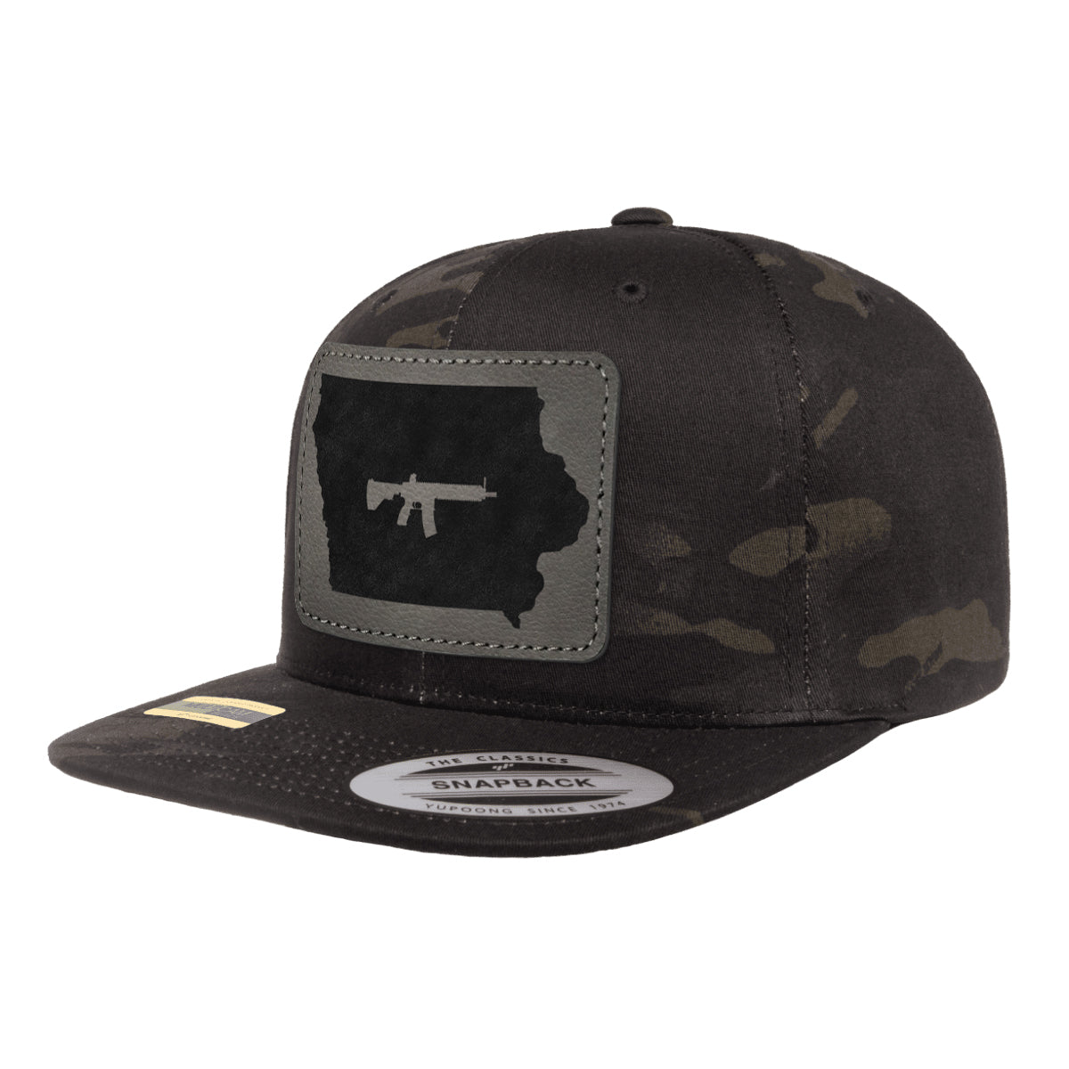 Keep Iowa Tactical Leather Patch Black Multicam Snapback