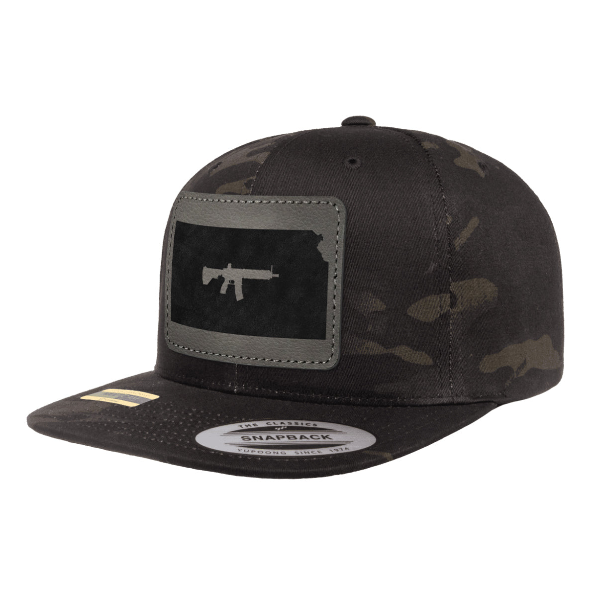 Keep Kansas Tactical Leather Patch Black Multicam Snapback