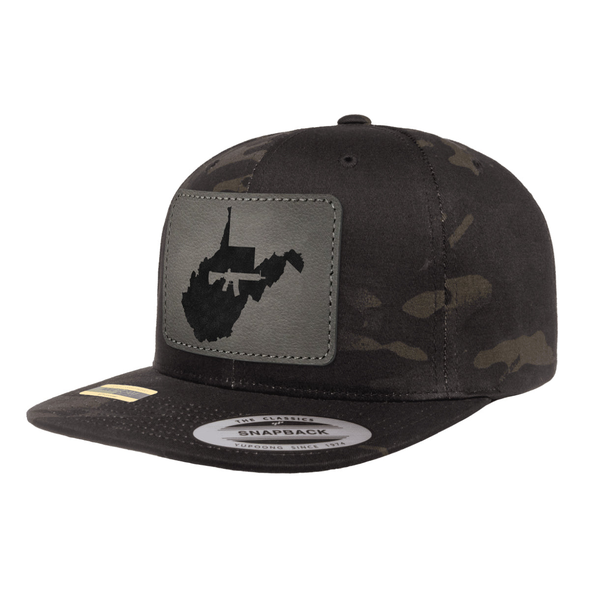 Keep West Virginia Tactical Leather Patch Black Multicam Snapback