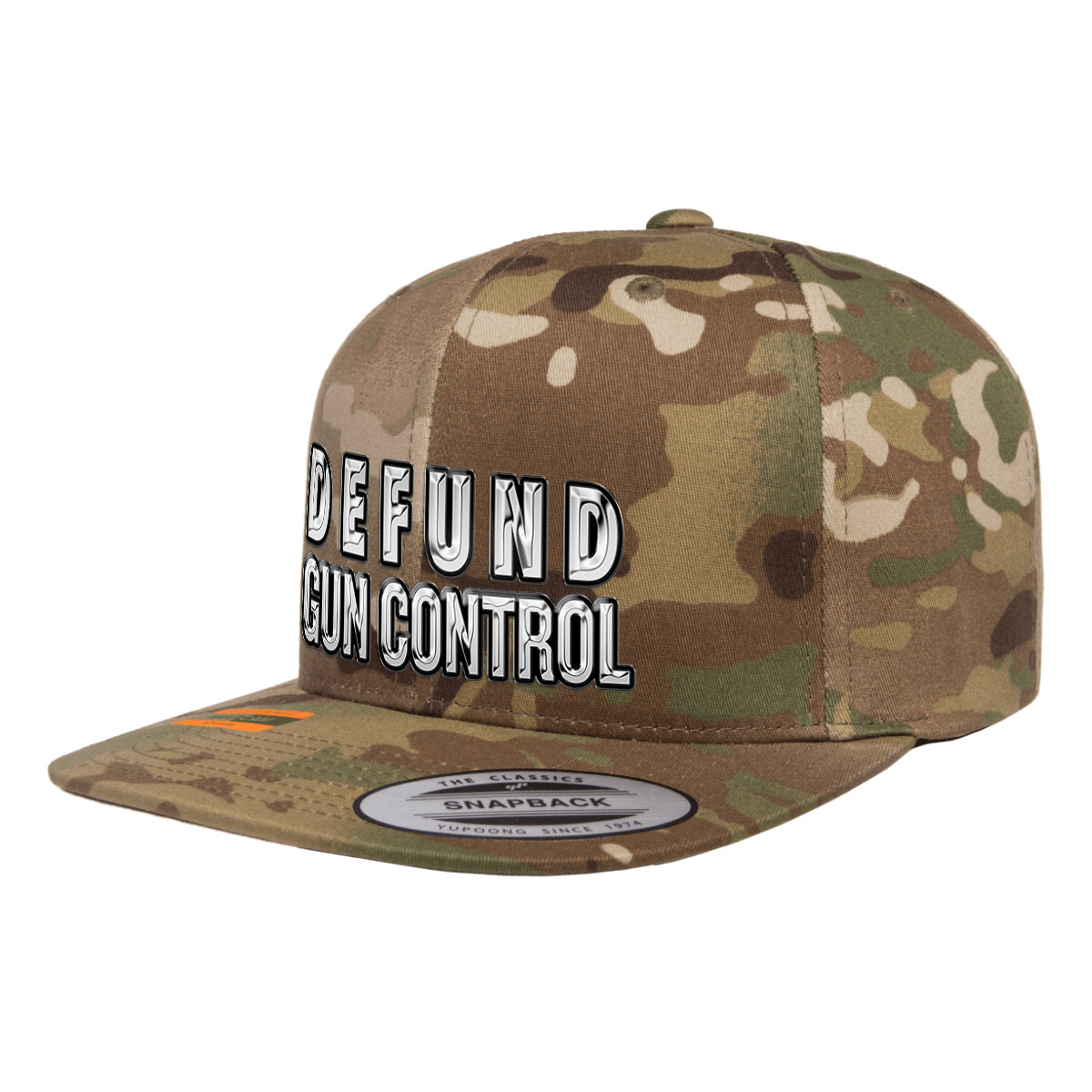 Defund Gun Control 3D Chrome Arid MultiCam Snapback