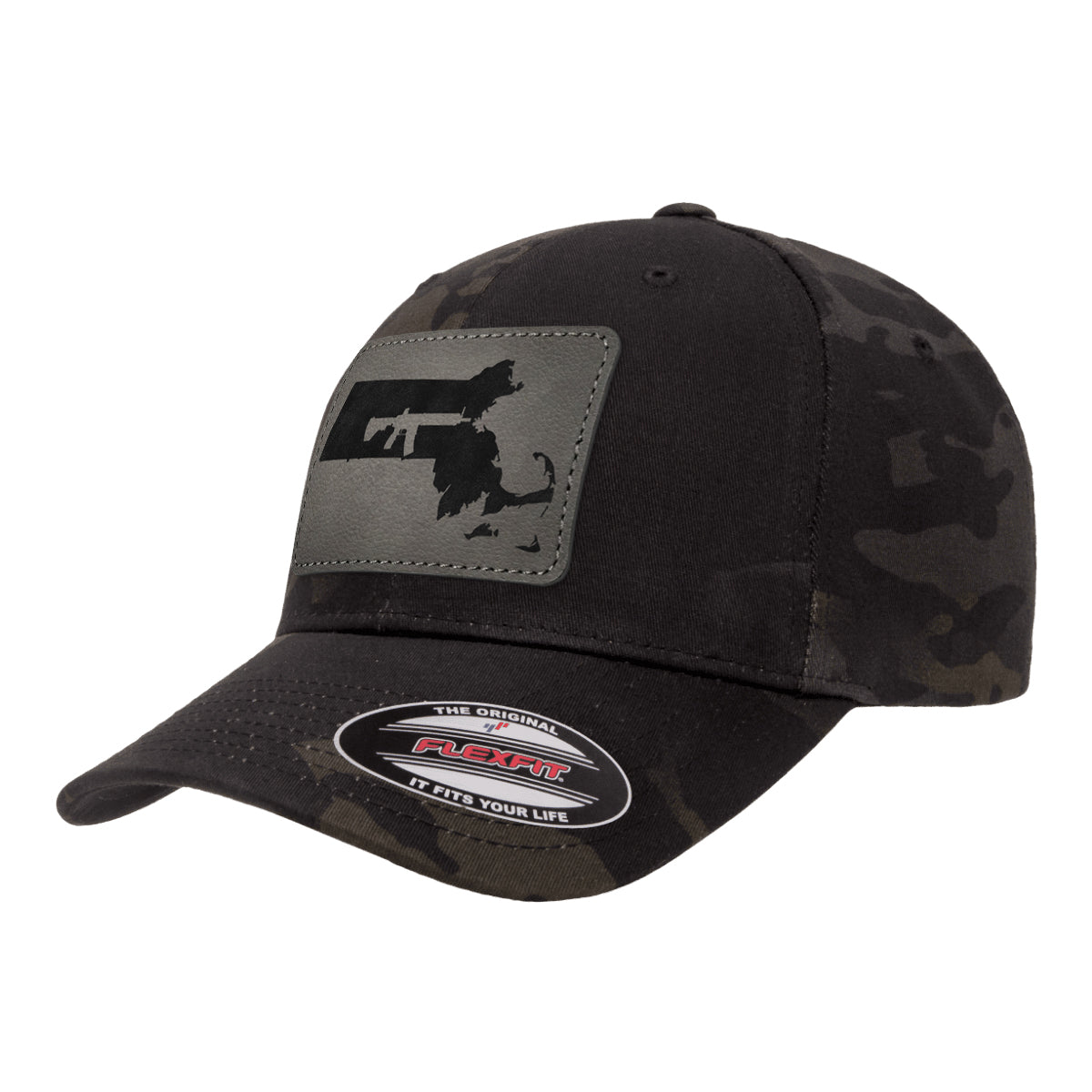 Keep Massachusetts Tactical Leather Patch Black Multicam Hat Flexfit