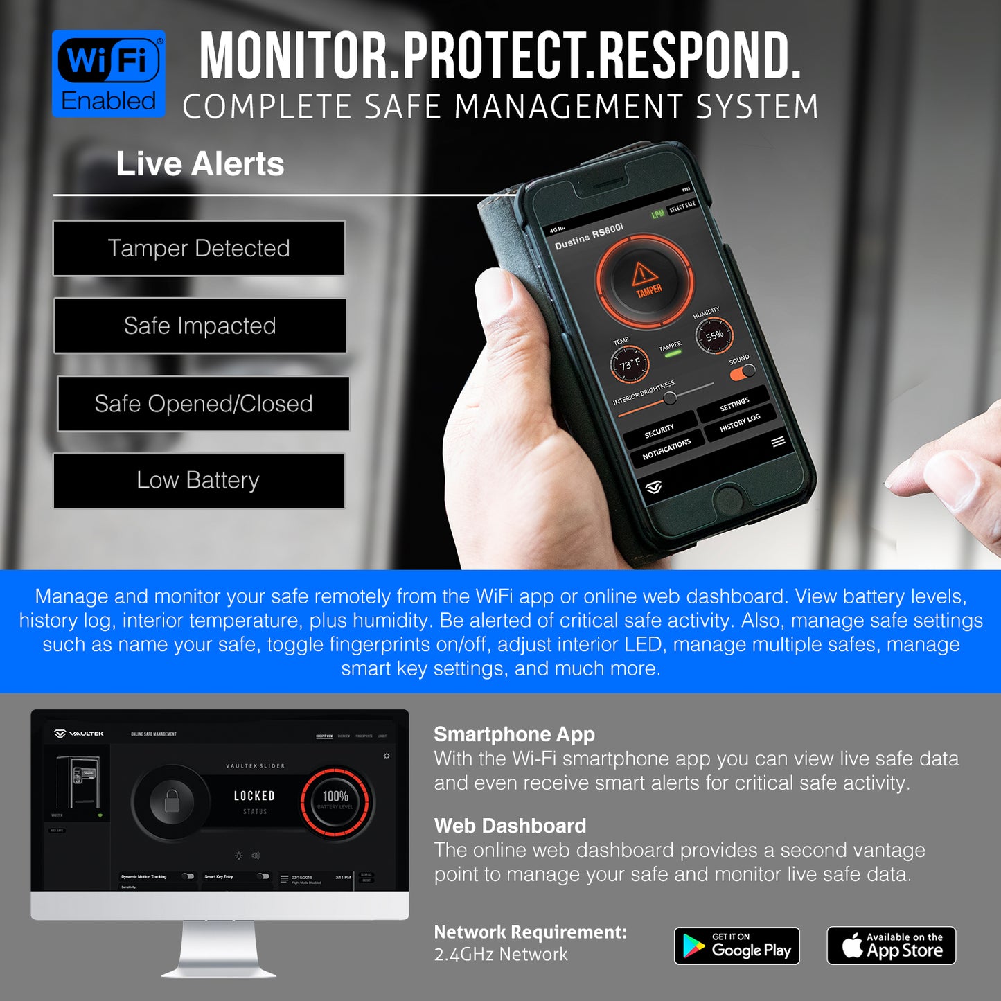 Vaultek RS800i WI-FI Biometric Safe With Modular Interior