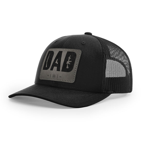 Dad Leather Patch Black Trucker Hat
