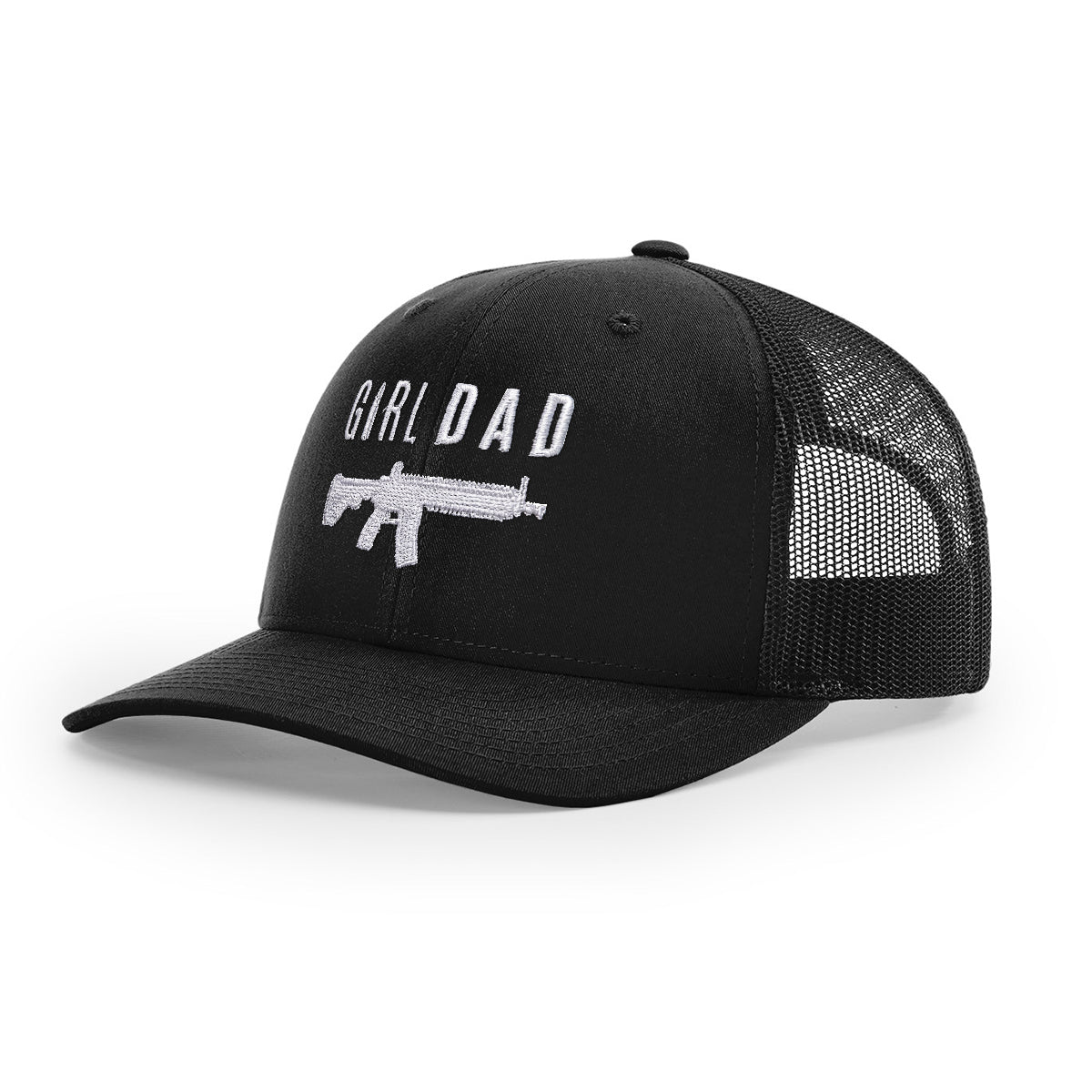 Gun Owning Girl Dad V1 Embroidered Black Trucker Hat