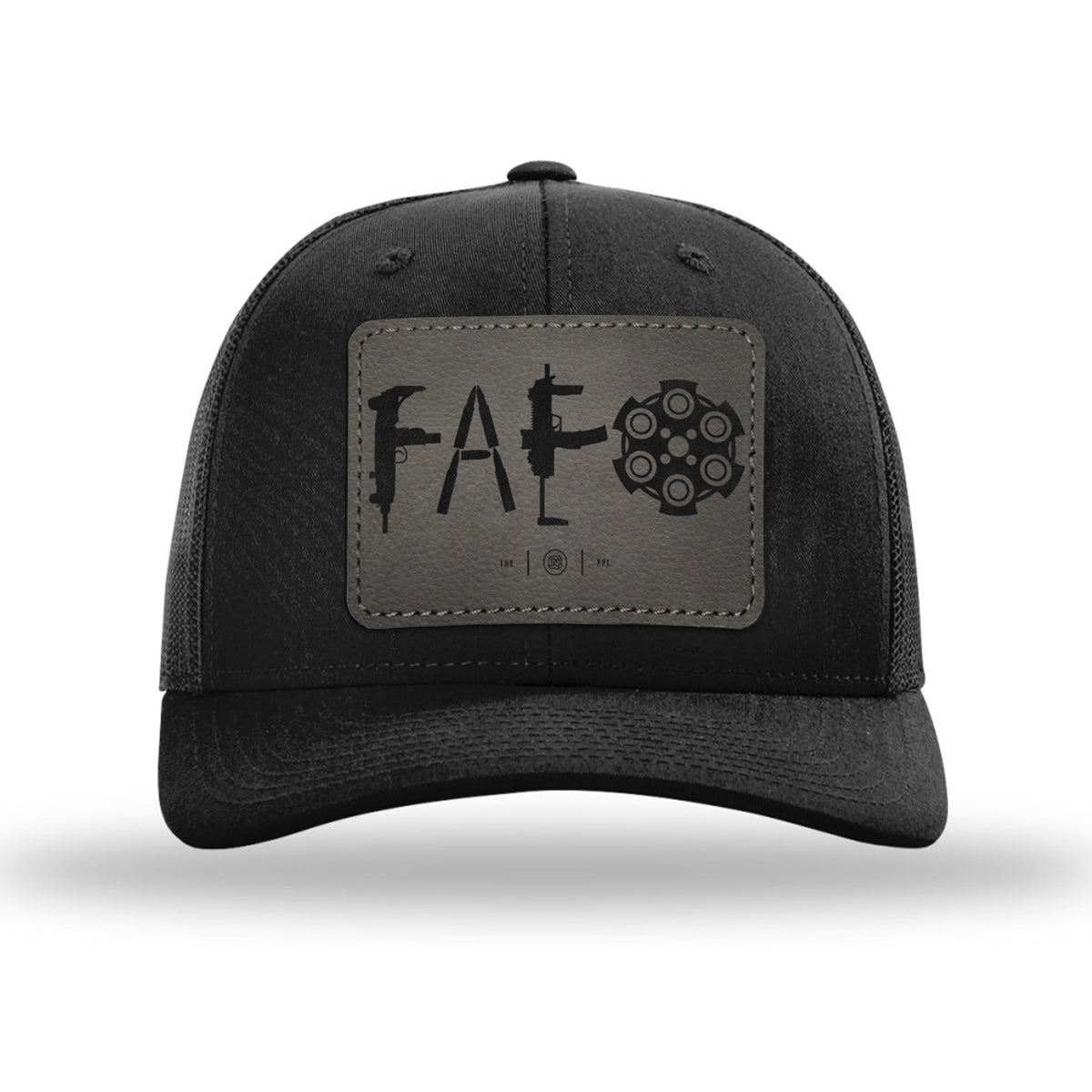 F Around & Find Out FAFO Leather Patch Black Trucker Hat