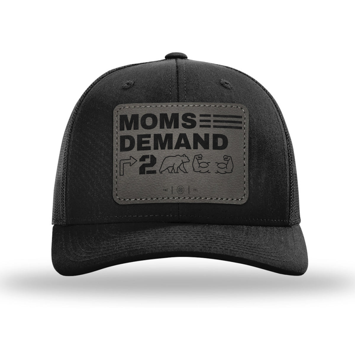Moms Demand Right To Bear Arms Leather Patch Black Trucker Hat