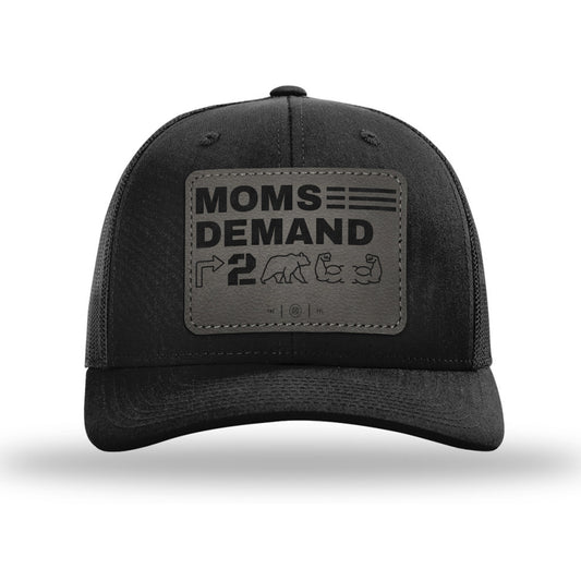 Moms Demand Right To Bear Arms Leather Patch Black Trucker Hat