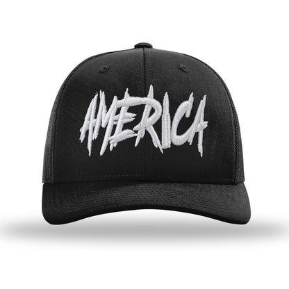 AMERICA Embroidered Black Trucker Hat