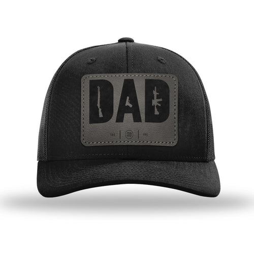 Dad Leather Patch Black Trucker Hat