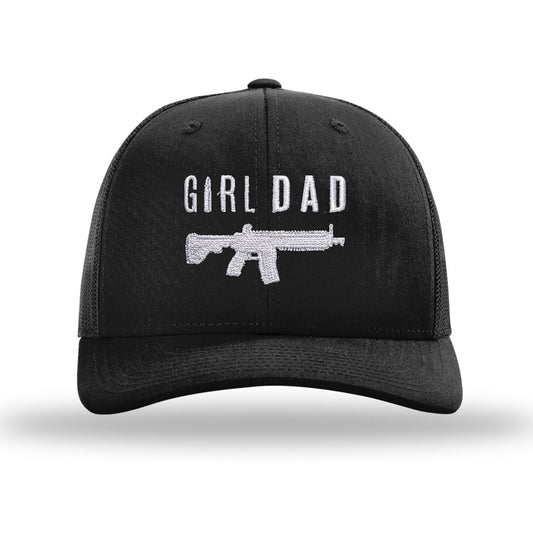Gun Owning Girl Dad V1 Embroidered Black Trucker Hat