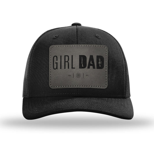 Gun-Owning Girl Dad Leather Patch Black Trucker Hat