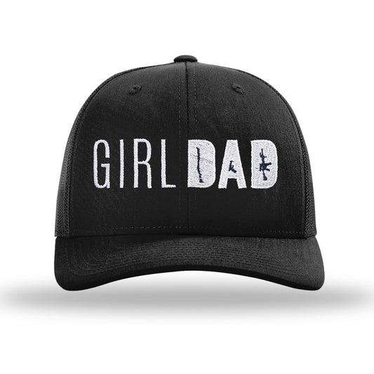 Gun Owning Girl Dad Embroidered Black Trucker Hat