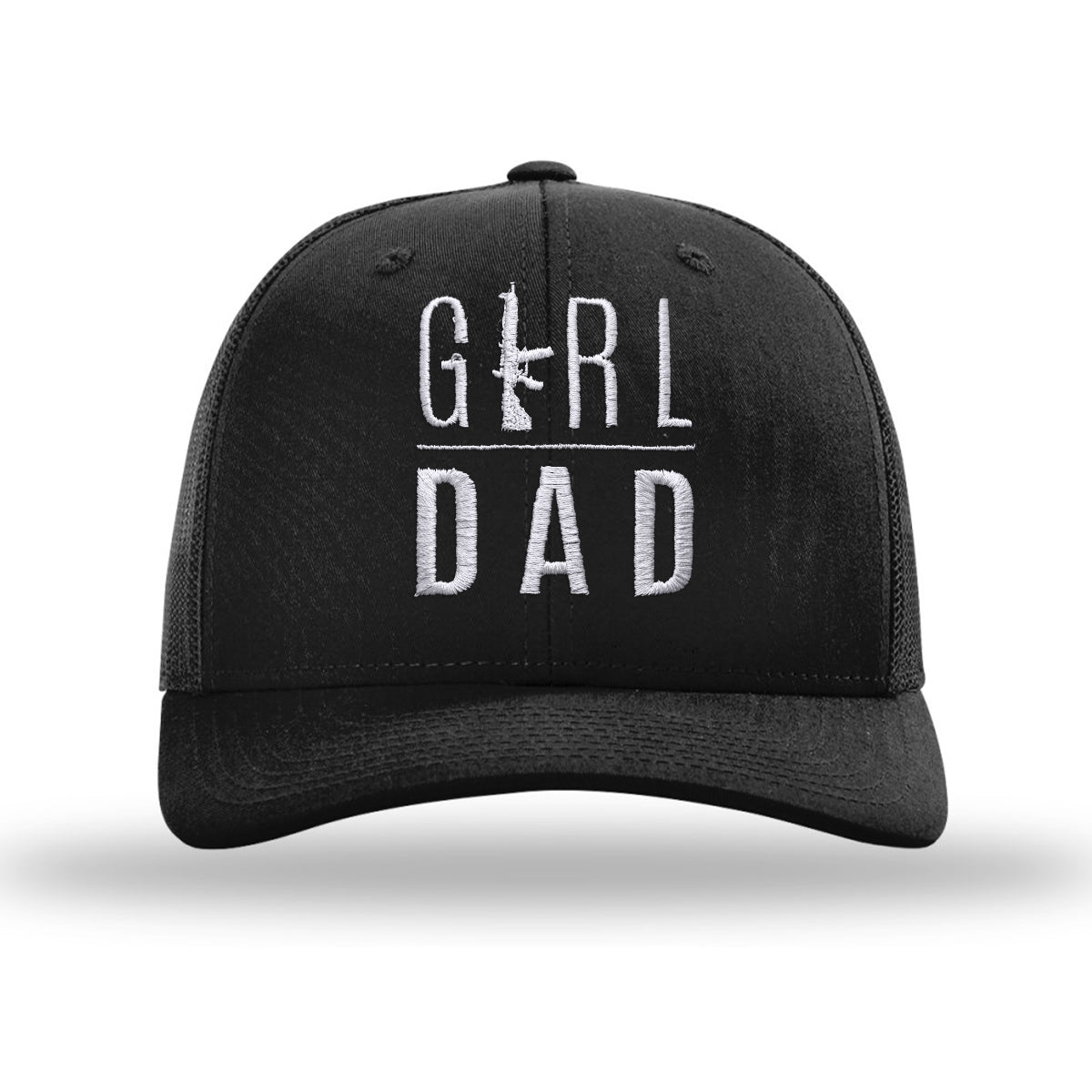 Gun Owning Girl Dad V2 Embroidered Black Trucker Hat