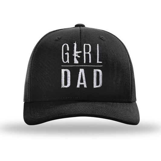 Gun Owning Girl Dad V2 Embroidered Black Trucker Hat