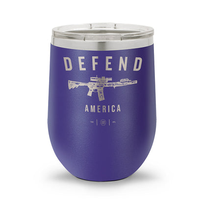 Defend America | Laser Etched 12oz Stemless Wine Cup