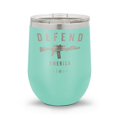 Defend America | Laser Etched 12oz Stemless Wine Cup