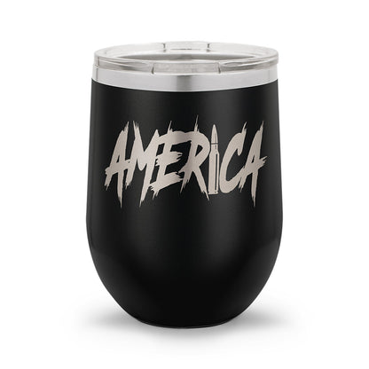 AMERICA | Laser Etched 12oz Stemless Wine Cup