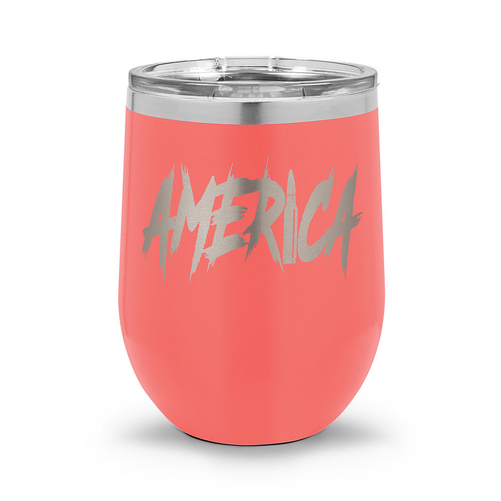 AMERICA | Laser Etched 12oz Stemless Wine Cup