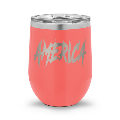 AMERICA | Laser Etched 12oz Stemless Wine Cup