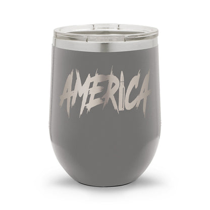 AMERICA | Laser Etched 12oz Stemless Wine Cup