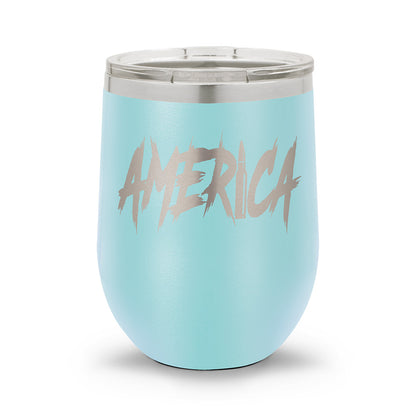 AMERICA | Laser Etched 12oz Stemless Wine Cup