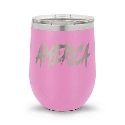 AMERICA | Laser Etched 12oz Stemless Wine Cup