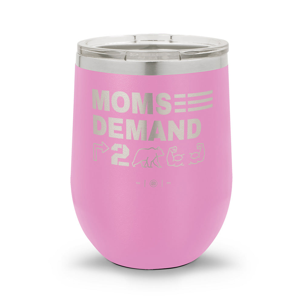Moms Demand Right To Bear Arms | Laser Etched 12oz Stemless Wine Cup
