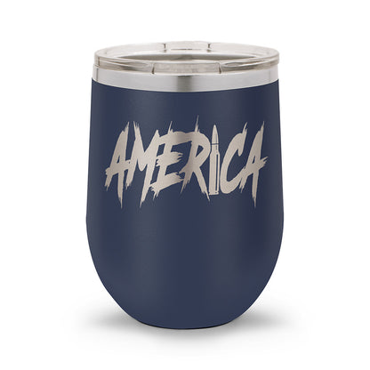 AMERICA | Laser Etched 12oz Stemless Wine Cup